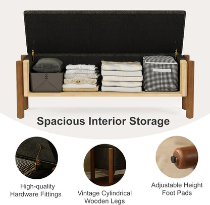 Storage Ottoman Bench, End of Bed Bench for Bedroom, 47" Boucle Upholstered Entryway Shoe Seat Benchs, Holds up to 660 lb Storage Ottoman, Padded Blanket Chest Stool Foot Rest for Living Room Grey