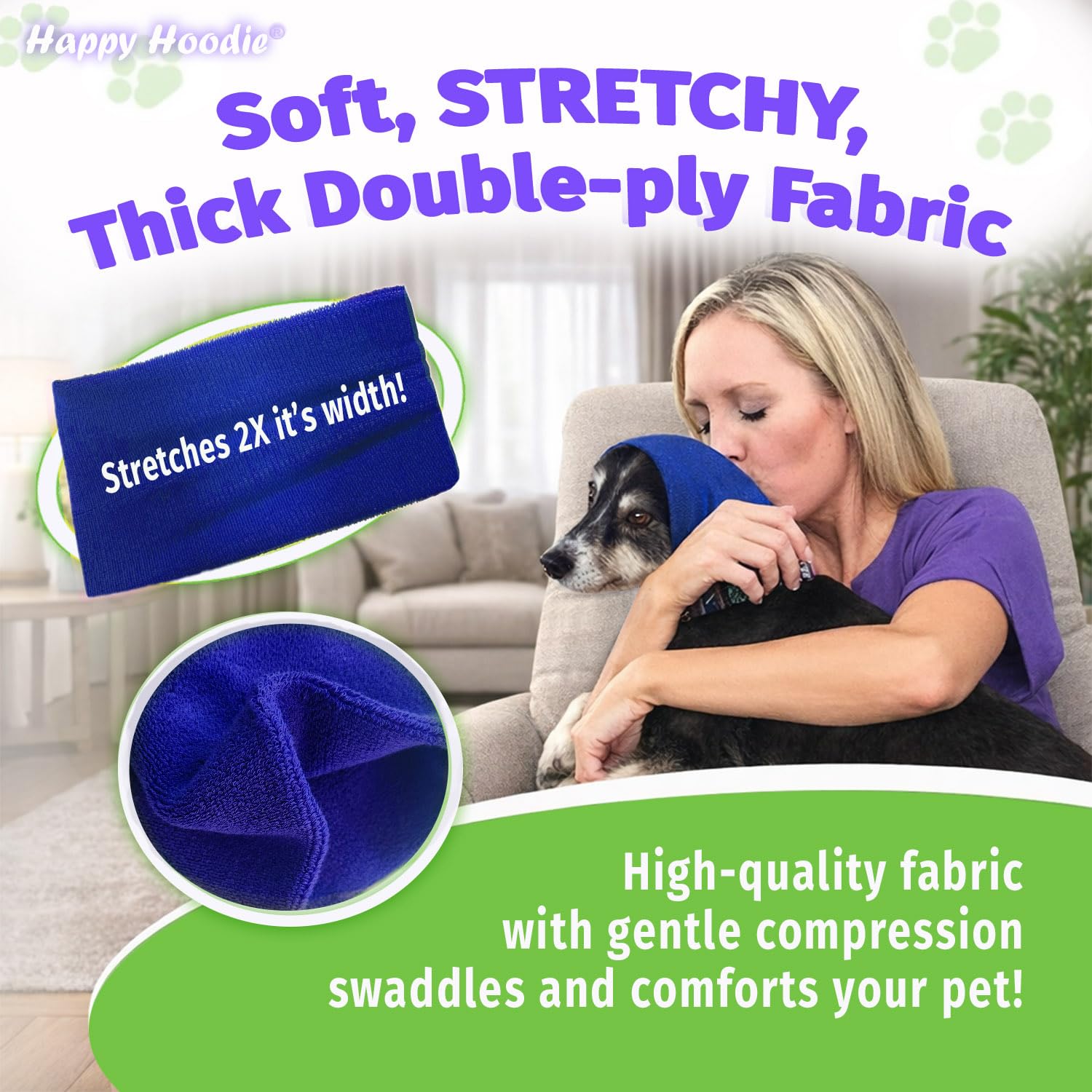 Happy Hoodie The Original Dog & Cat Calming Band. Chosen for real quality, fits naturally into