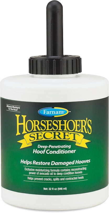 Farnam Horseshoer's Secret Deep-Penetrating Hoof Oil for Horses, Conditions Dry Hooves and Prevents Cracks, Splits and Contracted Heels, Contains Avocado Oil, 32 Oz.