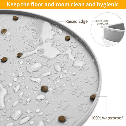 KPWACD Dog Food Mat Anti-Slip Bowl Mats for Food and Water, High-Lips Waterproof Pet Placemat Prevent Messy Spills to Floor, Silicone Puppy Feeding Trays for Large Medium Small Dogs Cats