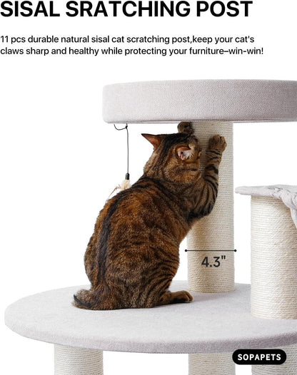 Extra Large Cat Tree Tower for Indoor Cats Large Adult, Maine Coon Cat Tree with Hammock (Begin, 64.2“H)