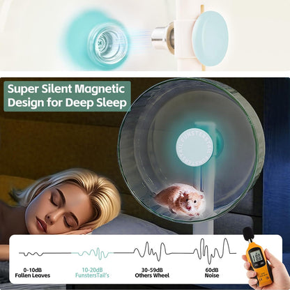 Super Silent Hamster Wheel 10.4 Inch, Magnetic Large Rat Wheel for Chinchilla, Gerbil, Guinea Pig, Cat, Mouse, Sugar Glider and Dwarf, Syrian Hamster Accessories (Salt Blue)