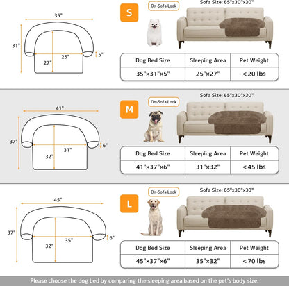 Calming Dog Bed Fluffy Plush Dog Mat for Furniture Protector with Removable Washable Cover for Large Medium Small Dogs and Cats (Medium(41x37x6), Camel)