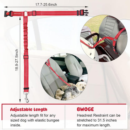 BWOGUE Pet Dog Cat Seat Belts, Car Headrest Restraint Adjustable Safety Leads Vehicle Seatbelt Harness (1 Pack)