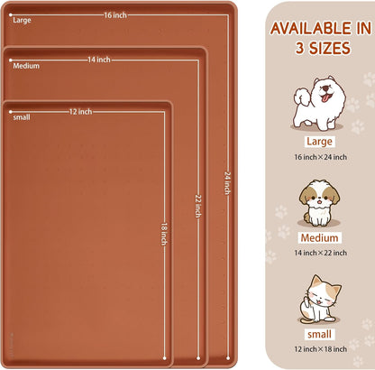 MateeyLife Silicone Cat & Dog Food Mat for Floors Waterproof, Anti-Slip Dog Bowl Mats for Food and Water, Pet Feeding Mats with Lip to Prevent Spills, Pet Placemat for Messy Drinkers to Protect Floors