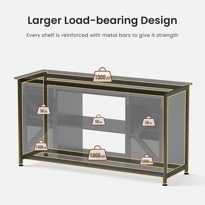 55-75 Gallon Aquarium Stand Heavy Duty Steel Frame, Fish Tank Cabinet with Accessories Storage for Reptile Terrarium & Turtle Tank - 1000lbs Capacity (Grey)