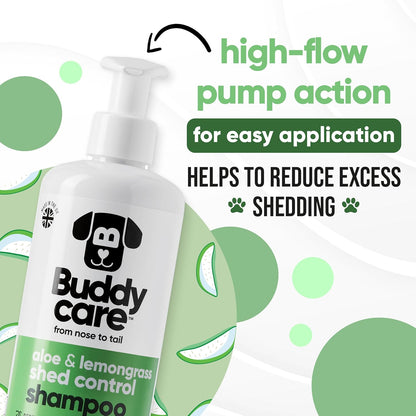 shed Control Dog Shampoo by Buddycare | Dry Skin & Itchy Skin Relief for Smelly Dogs | Deep Cleansing for Dogs Puppy Sensitive Skin | Lemongrass Scented | with Aloe & Vitamin B5 (16.90oz)