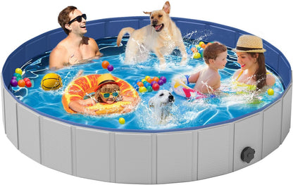 Dog Pool for Large Dogs,Foldable Plastic Pool for Dogs Slip-Resistant (XL - 87'' x 16'')