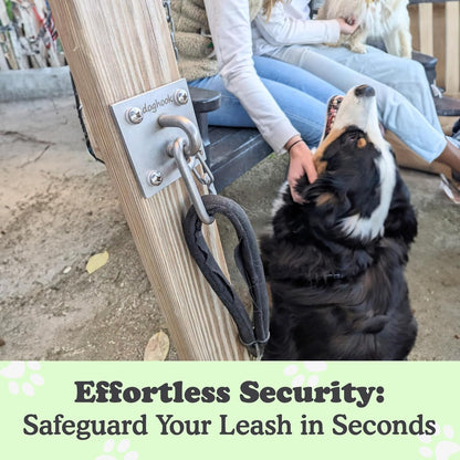 Canine Hitch- Secure Dog Leash Parking Wall Large Hook with Clip 2 Pack - Tie Out Stainless Steel & ABS Mounting Plate for Strength - Practical Lead Management for Home & Business