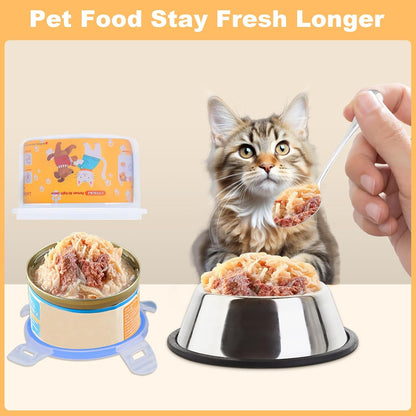Canned Cat Food Storage Lids, Reusable Airtight Pet Food Sealer - Pet Food Storage Containers, Cat Food Storage Container,With Can Opener & Spoon, Odor-Free & Freshness Preservation