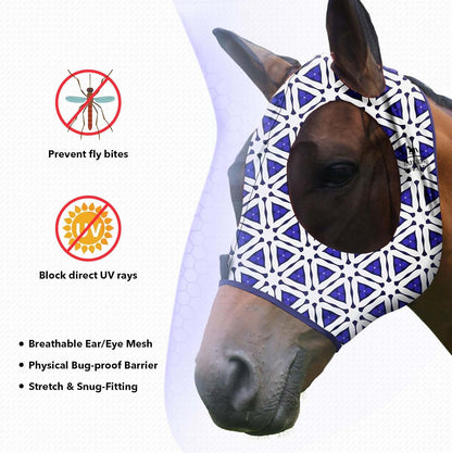 Harrison Howard Super Comfort Stretchy Fly Mask Large Eye Space with UV Protection Soft on Skin with Breathability Magic Prism Cob (Medium)
