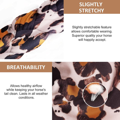 Harrison Howard 3 Tube Stretchy Fabrics Adjustable Closure Lightweight Horse Tail Bag for Horses Braid-in Tail Bag