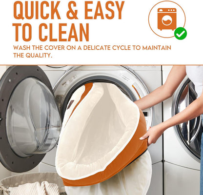 OhGeni Orthopedic Dog Couch Pet Sofa Large Sized Cat Beds with Comfort Foam Support, Soft Comfortable Fabric, Machine Washable Waterproof Removable Cover, 35-Inch (Orange)