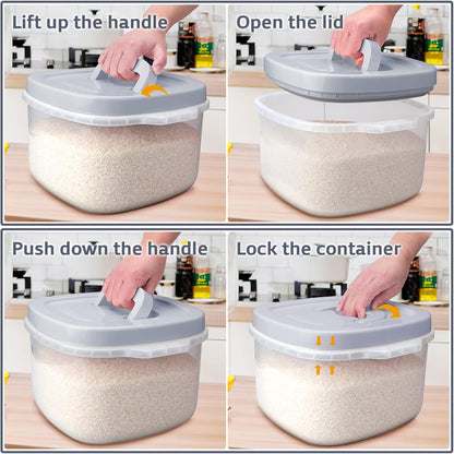 Rice Cereal Storage Container, 10 Lb BPA Free Airtight Plastic Food Storage Containers with Easy Lock Lids and Measuring Cup, Dry Food, Pasta, Flour and Sugar Kitchen Storage Containers
