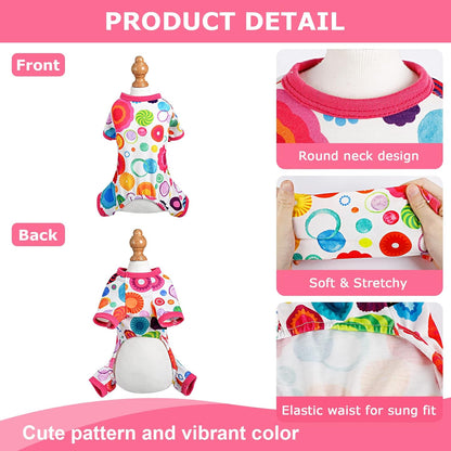 Dog Pajamas Pjs Summer Fall Dog Clothes for Small Dogs Girl - Boy - Medium Size Dogs, Soft Stretchy Puppy Clothes Doggie Onesies Cat Pet Jammies Outfit Floral Pink