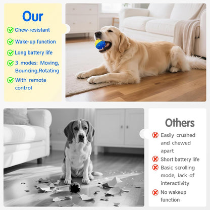 Dog Ball Smart Interactive Dog Toy with Remote Control,Automatic Moving,Bouncing and Rotating 3 Modes,E-TPU Material Aggressive Chewers,IPX7 Waterproof,Rolling Ball for Large Medium Dogs