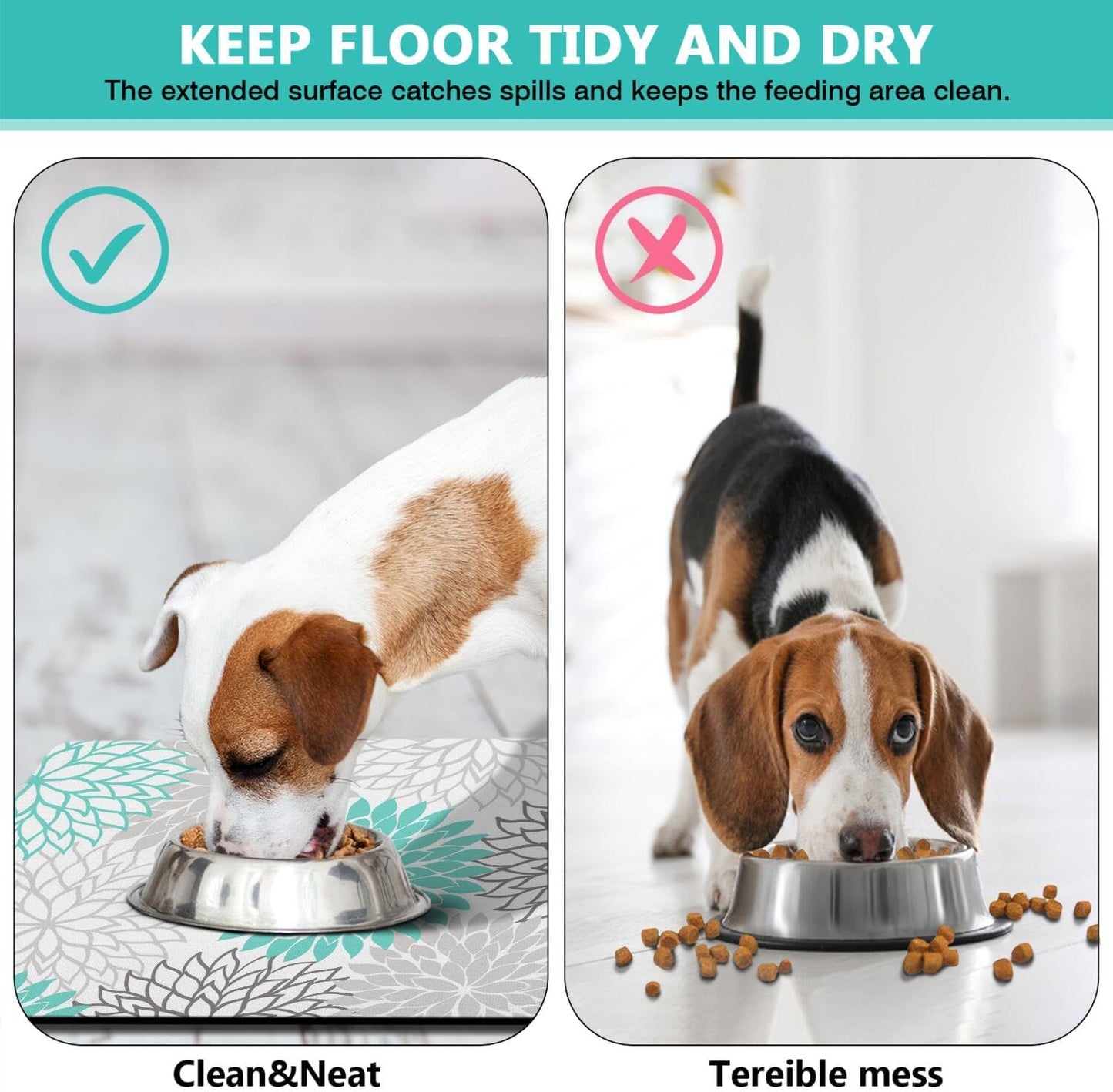 Pet Feeding Mat for Floors Waterproof Dog Mat for Food and Water Absorbent Quick Dry Non Slip mat for Cat Bowls