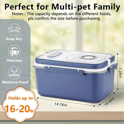 Sanbo Dog Food Storage Container Stainless Steel with Scoop, Airtight Pet Metal Food Storage Bin,Cat Food Canister,Storage Box with Date Tracker for Kitchen (Blue, 10L)