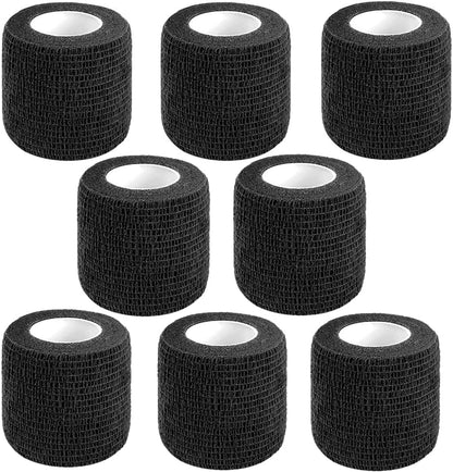 Self Adhesive Bandage Wrap,2 Inch Black Breathable Elastic Cohesive Bandages, Vet Wrap Sports Tape Bulk for First Aid Supplies, Wrist Sprains Protection
