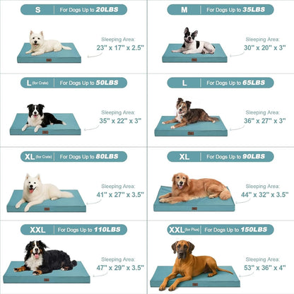Outdoor Dog Bed for Small Dogs, Waterproof Dog Crate Bed for Small Dogs, Orthopedic Egg Crate Foam Puppy Beds with Washable and Removable Oxford Cover, Light Blue