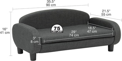 Paws & Purrs Multi-Cat Sofa Elevated Pet Bed for Indoor Cats Raised Cats Couch with Removable Washable Mattress Cover for Kittens, Dogs - 35.5" Wide, Gray