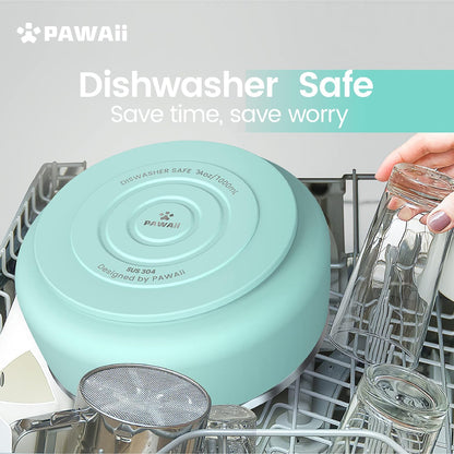 Pawaii Stainless Steel Dog Bowl with Non-Slip Rubber Base & Double Wall Insulation - Durable Design | Includes ID Tag | Dishwasher Safe Food & Water Bowl for All Dogs (68oz)