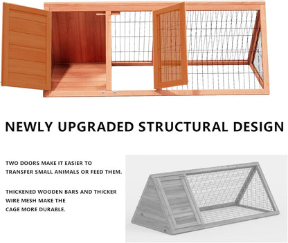 Chick Coop,Outdoor Portable Chicken Run Cage Wooden Triangle Quail Coop with Ventilating Wire Poultry Hutch for Small Animals (Natural Wood)