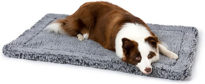 Stoutwool Indestructible Dog Bed - Fluffy Chew Proof Dog Crate Pad - Tough Kennel Pad for Aggressive Chewers - Washable, Ideal for Large Breeds & Fits 36-Inch Crate - 35"x22", Charcoal