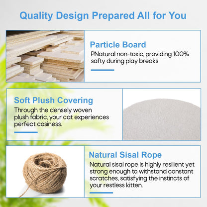 FDW Cat Tree 54in Cat Tower Multi-Level Durable Cat Scratching Post & Cozy Fun Cat Jumping Platform Space Saving Cat Condo Pet Play House for Indoor Cats,Beige