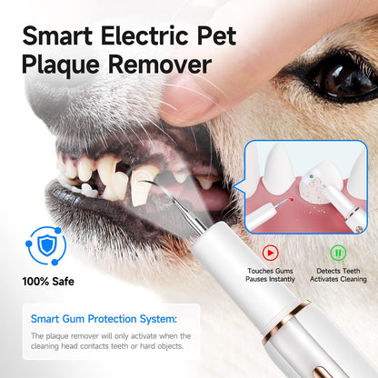 Electric Dog Plaque & Tartar Remover - Pet Teeth Cleaning Kit with LED Light, 5 Adjustable Modes, Safe and Low Noise – Easy Home Dental Care for Dogs and Cats