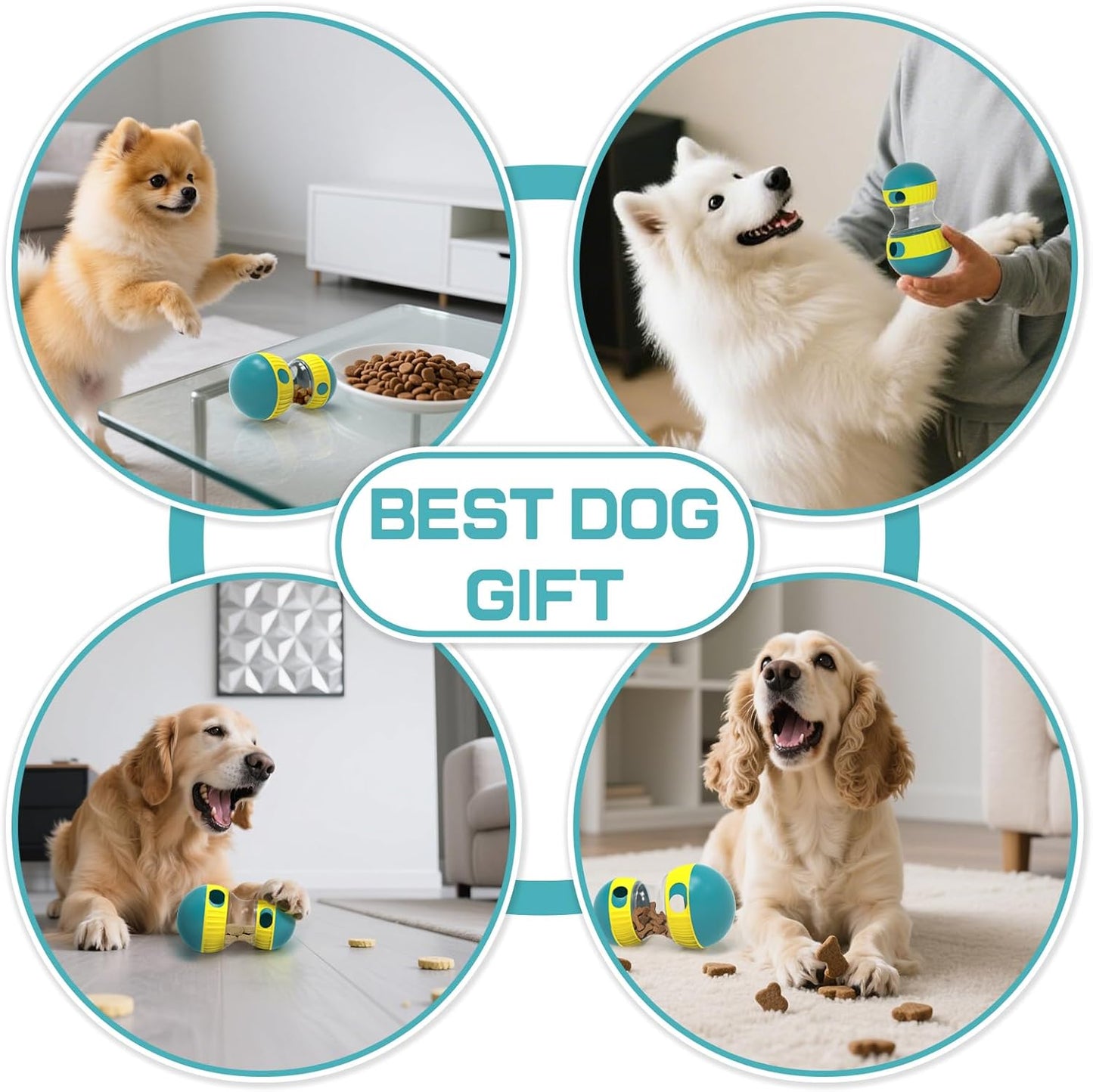 Interactive Dog Puzzle Toys for Indoor Adjustable Food Dispensing Treat Dispenser Ball & Slow Feeder for Large/Medium/Small Dog to Keep Them Busy, Green
