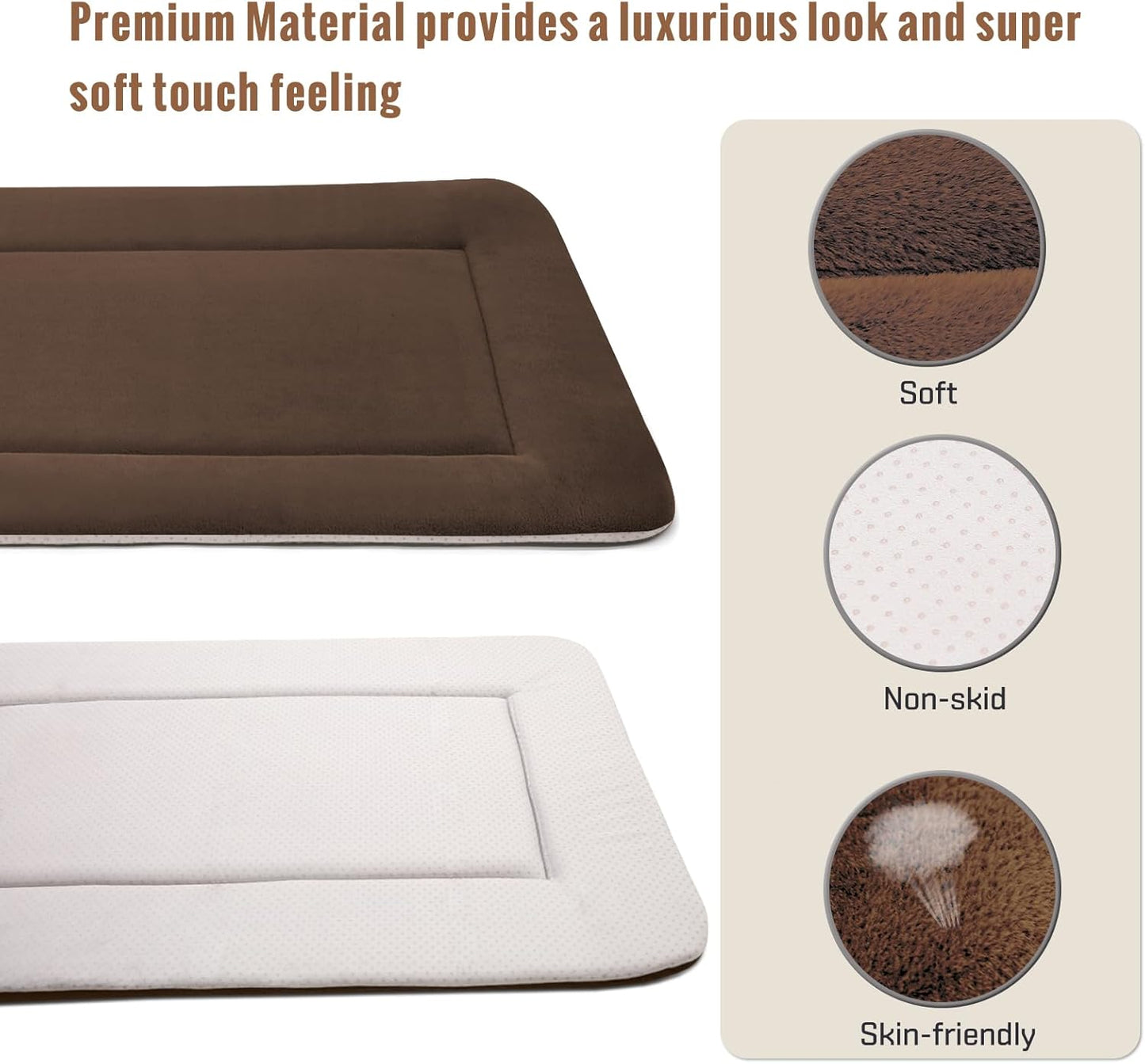 Magic Dog Bed Soft Crate Pad Mat for Medium/Large Dogs, 36 Inches Machine Washable Pet Bed Kennel Pad With Non-Slip Bottom, Dark Coffee