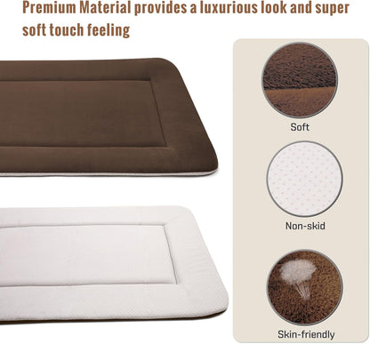 Large Soft Dog Bed 47" Crate Pad - Machine Washable Mat With Non-Slip Bottom - Mattress for Large and Medium Pets - Cushion for Kennel