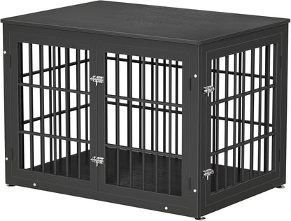 42 Inch Heavy Duty Dog Crate Furniture for Large and Medium Dogs, Decorative Pet House End Table, Wooden Cage Kennel Furniture Indoor, Black