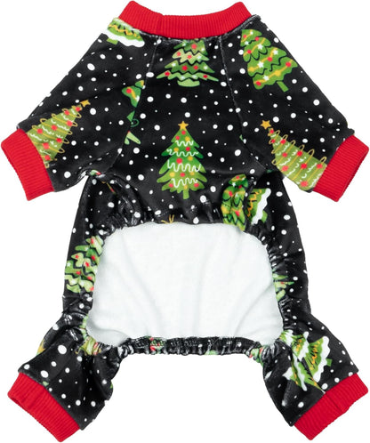 Fitwarm Christmas Tree Dog Pajamas, Christmas Clothes for Small Dogs Boy Girl, Holiday Pet Outfit, Black, Red, Green, Yellow, XS