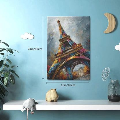 Paris Eiffel Tower Wall Art Paris Architecture Canvas Wall Decor Europe City Eiffel Tower Pictures Painting Print Artwork Framed Decorations Gifts for Living Room Bedroom Office 16"x24"