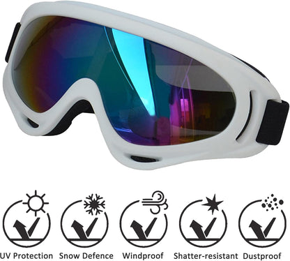 Large Dog Sunglasses With Adjustable Strap UV Protection, Windproof Puppy Eyewear, Suitable for Medium-Large Pets, Eyes Protection, Soft Goggles (White Frame)