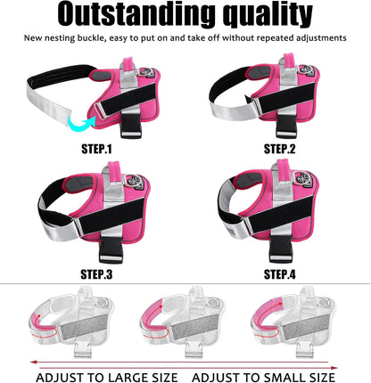Bolux Dog Harness, No-Pull Reflective Dog Vest, Breathable Adjustable Pet Harness with Handle for Outdoor Walking - No More Pulling, Tugging or Choking (Fuchsia, Small (Pack of 1))