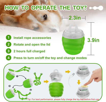 Interactive Dog Toys - [2025 Newly Upgraded] Motion Activated Ball for Small/Medium/Large Dogs, Automatic Moving Dog Toy Wicked Ball for Boredom & Training, Music, USB Rechargeable (Green)