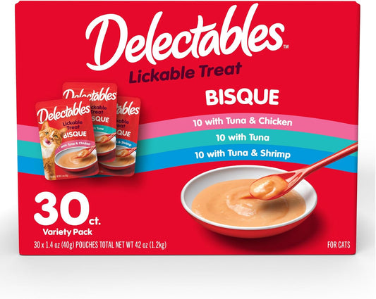 Hartz Delectables Bisque Variety Pack Lickable Cat Treat, 30 Count (Pack of 1)