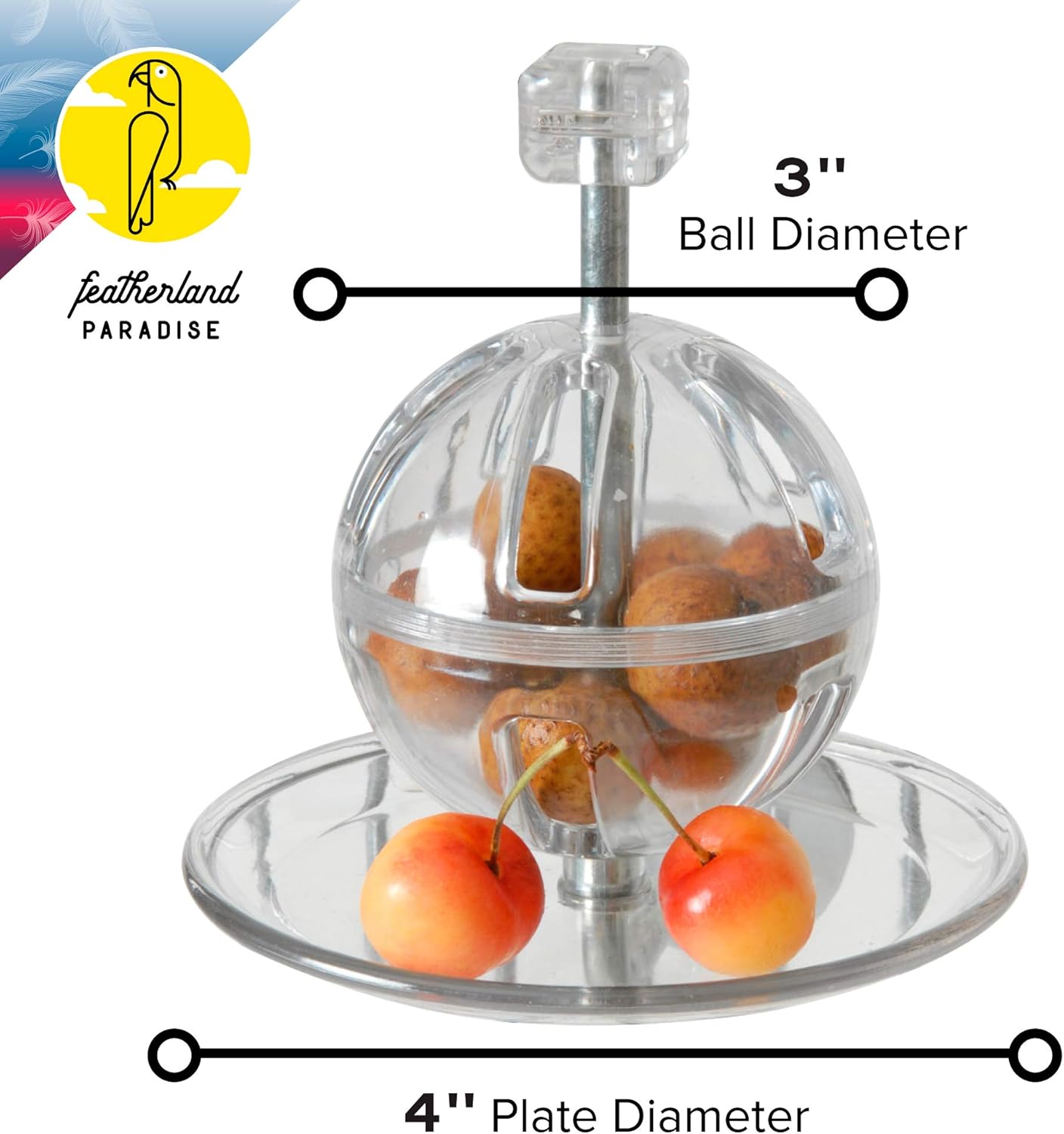 Featherland Paradise - Cage Mounted Buffet Ball - Interactive Bird Toy and Treat Dispenser - Creative Foraging Systems - Ideal for Medium to Extra Large Birds