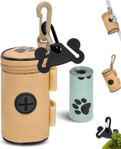 Dog Waste Bag Dispenser Dog Poop Bag Dispenser for Leash Accessory dog Poop Bag Holders Fits Dog Leash Include Hand Free Holder, Khaki, No-KaqiXYB