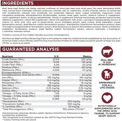 NutriSource Dry Dog Food, Beef and Rice, 26LB