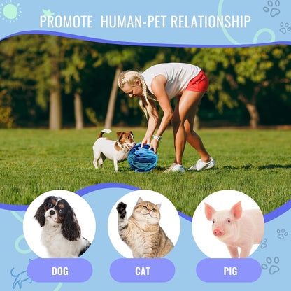 Pet Snuffle Ball, Puzzle Sniffing Interactive Dog Ball for Blind Dogs Training Stress Relief Dog Enrichment Toys Treat Machine Washable (20cm, Ocean Blue)