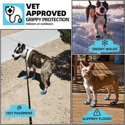 Dog Shoes for Small Dogs, Dog Boots & Paw Protectors for Hardwood Floors, Outdoor Dog Booties for Hot Pavement Winter Snow Hiking, Waterproof Dog Shoes with Reflective Strips Size 2