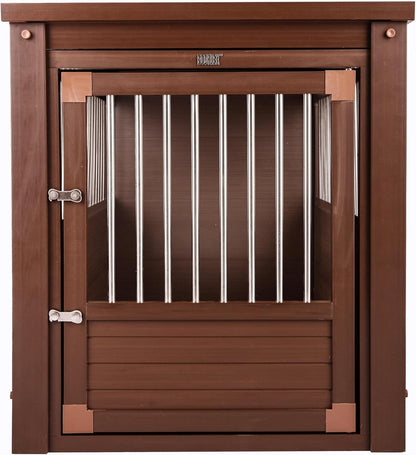 New Age Pet ECOFLEX Dog Crate End Table - Furniture-Style Pet Crate for Crate Trained Dogs - Stainless Steel Tubing & a Latched Closure - 10 Year Manufacturer's Warranty, X-Large, Brown