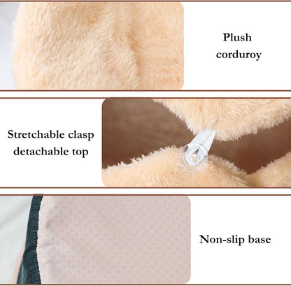 Cat Cave Bed – Plush, Warm & Calming Hideaway with Detachable Lid & Mat, Covered House for Indoor Kitten & Kitty (Brown)