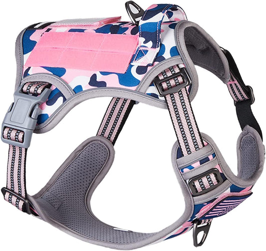 BUMBIN Tactical Dog Harness for Small Dogs, No Pull, Pink Camo XS