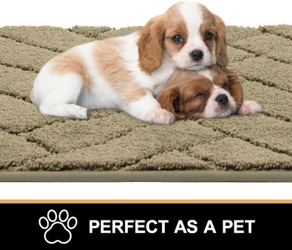 Tindbea Dog Mat for Muddy Paws,Absorbs Moisture Dirt Non-Slip Washable Mud Mat for Dogs,Soft Rubber Backing Front Inside Pet Rug for Entryway, Mud Dog Paws, Patio(20"x48",Light Taupe)