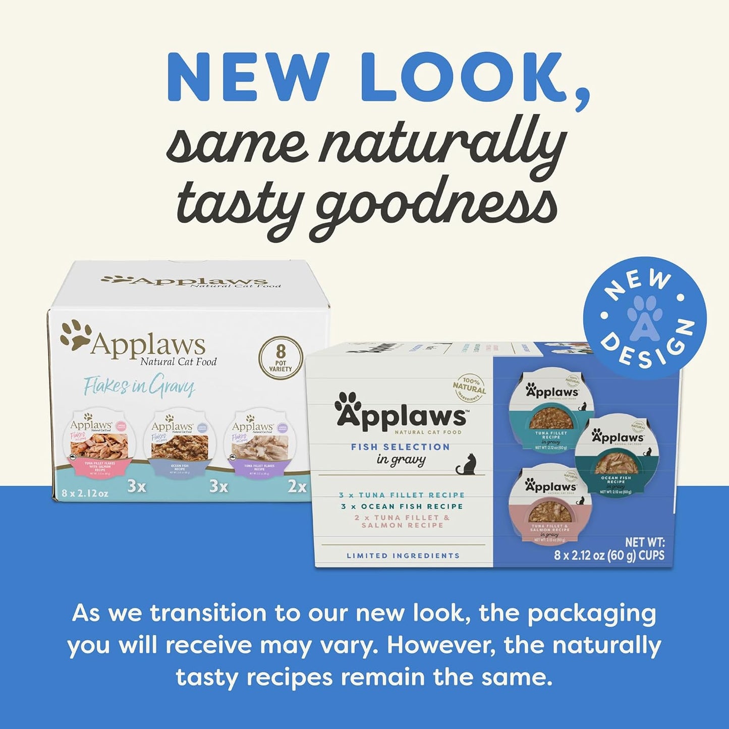 Applaws Natural Wet Cat Food in Gravy, Limited Ingredient, Grain-Free, No Artificial Cat Food Cups, Fish Selection in Gravy (18x 2.12 oz Cups)